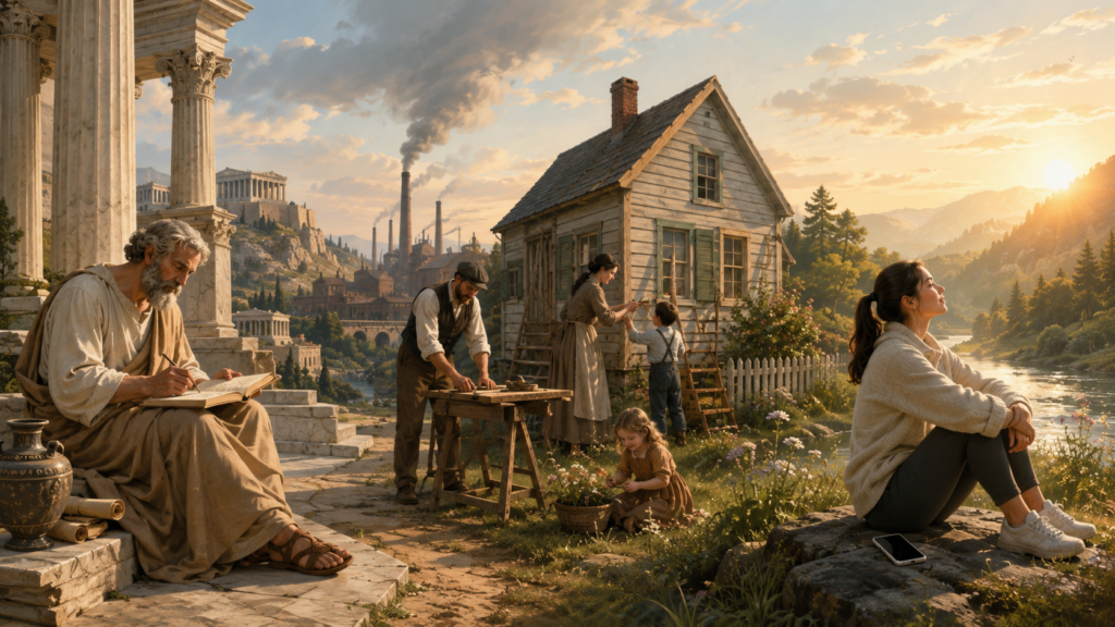 changing ideas of happiness across different historical periods