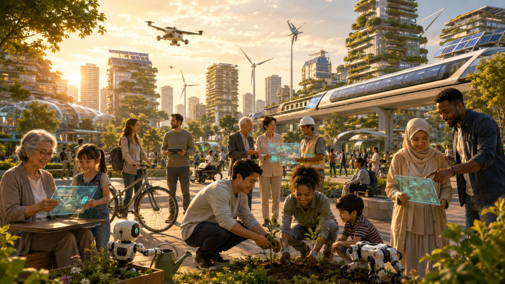 people and AI working together in the future despite demographic change