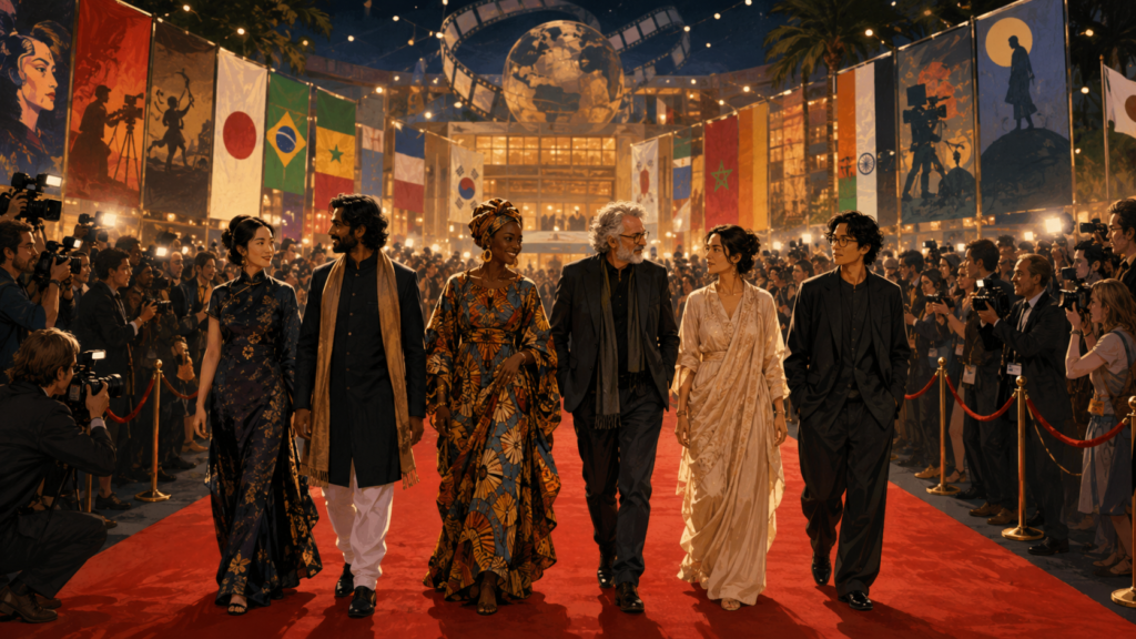international filmmakers celebrating cultural diversity at a global film festival