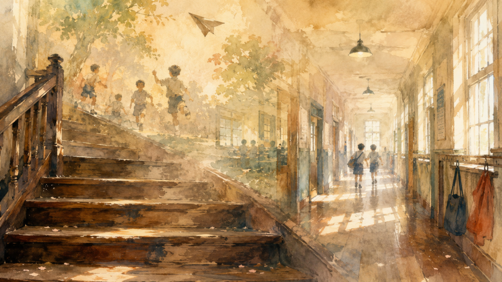 old staircase blending into childhood memories