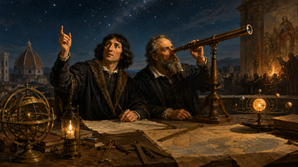 Copernicus and Galileo challenging old beliefs about truth