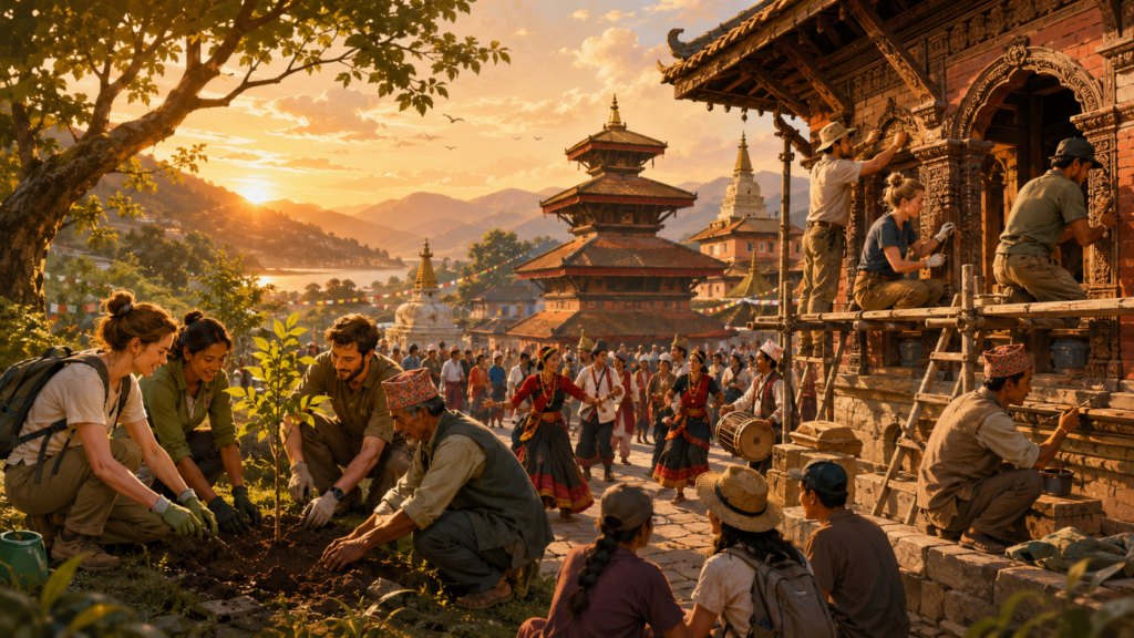 local communities and travelers supporting sustainable cultural tourism together