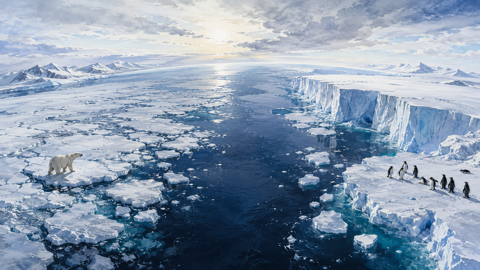 Arctic and Antarctic ice loss in a changing global climate
