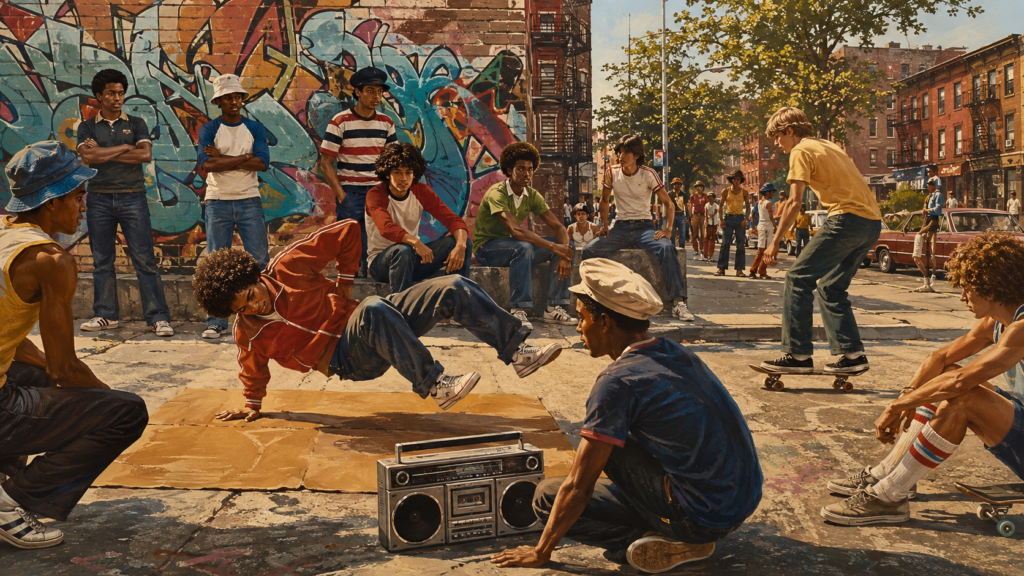 young people creating early streetwear through hip-hop and skate culture