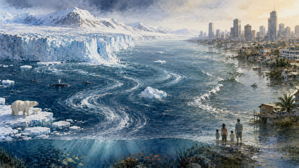 global effects of polar land ice loss and rising sea levels