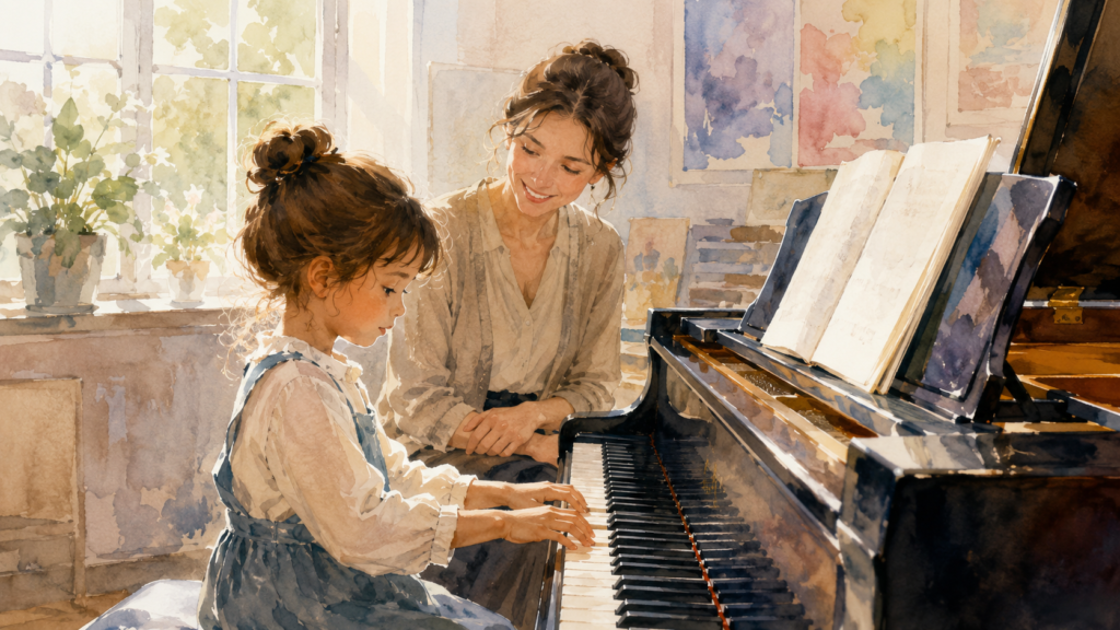 child developing attention and emotional expression through music education